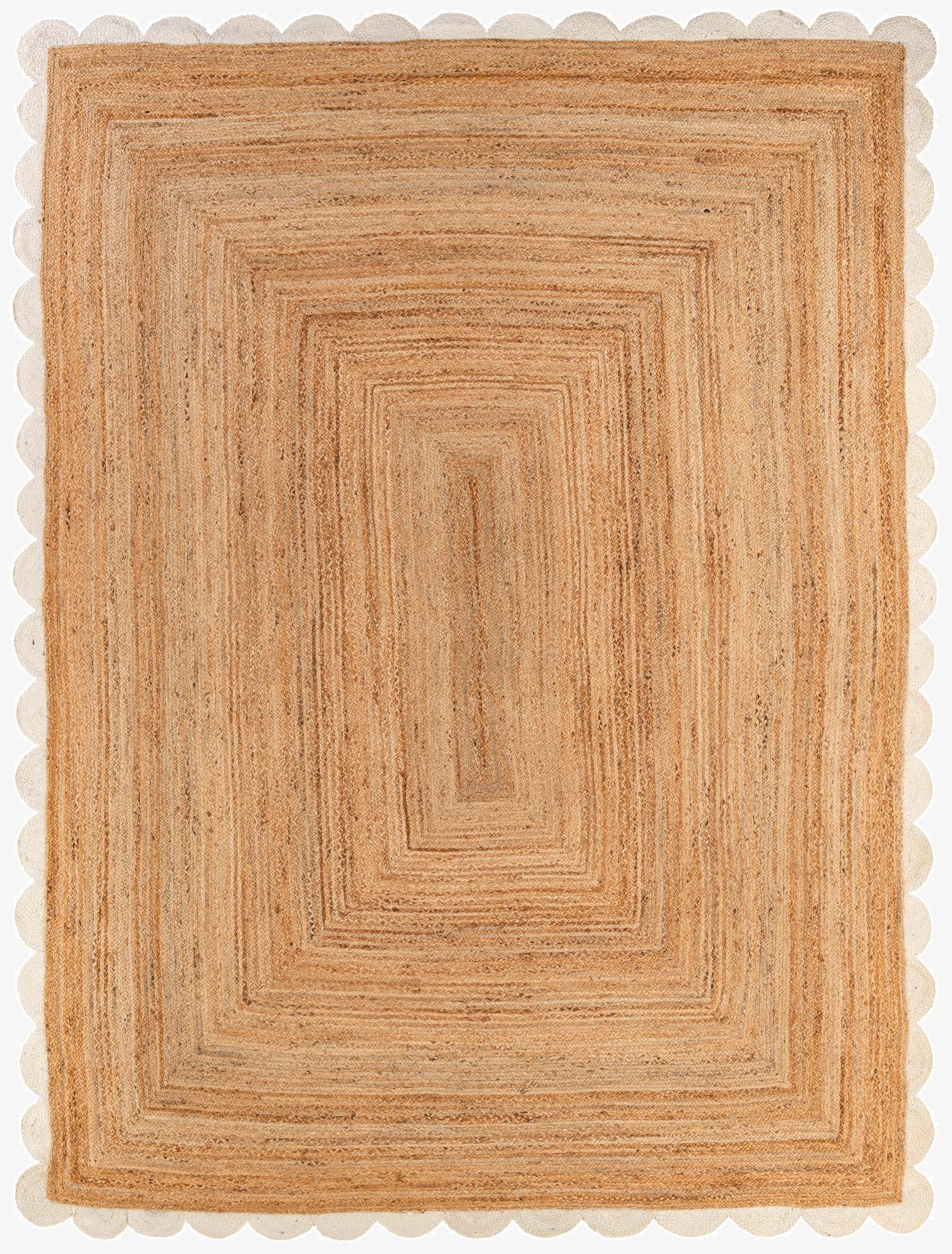 Primary image  9' x 12'  Hand Scallop Braided Jute Rug