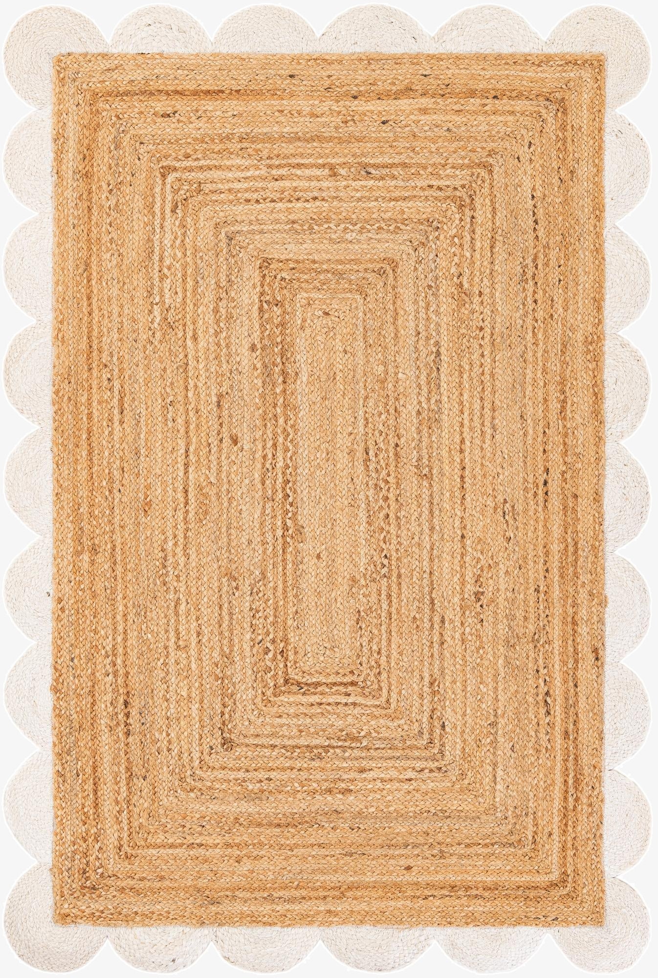  4' 1 x 6' 1  Hand Scallop Braided Jute Rug