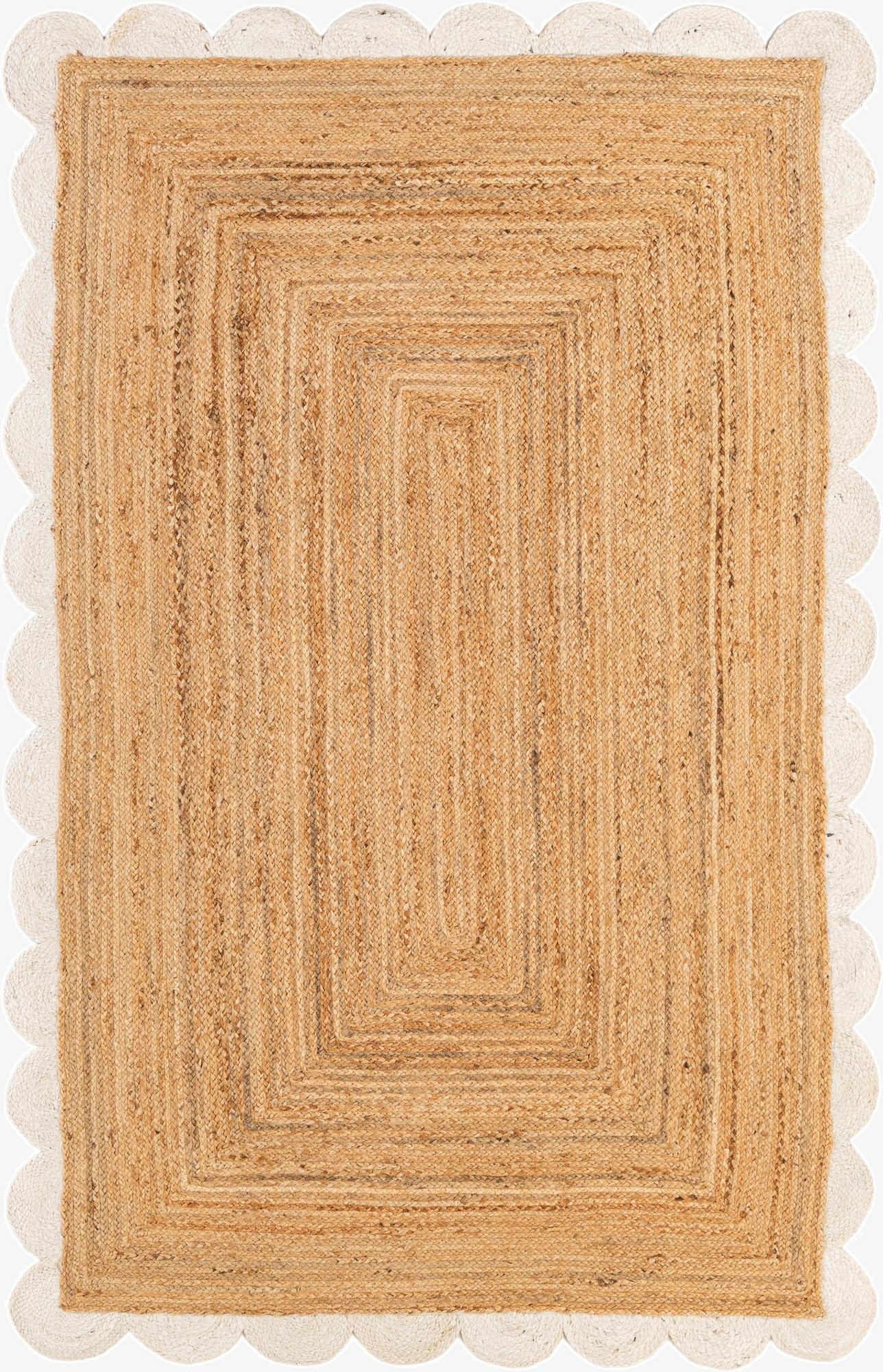 Primary image  5' 1 x 8'  Hand Scallop Braided Jute Rug