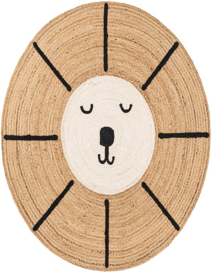 Detail image of  5' 1 x 5' 1  Hand Braided Kids Braided Jute Round Rug
