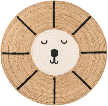  5' 1 x 5' 1  Hand Braided Kids Braided Jute Round Rug