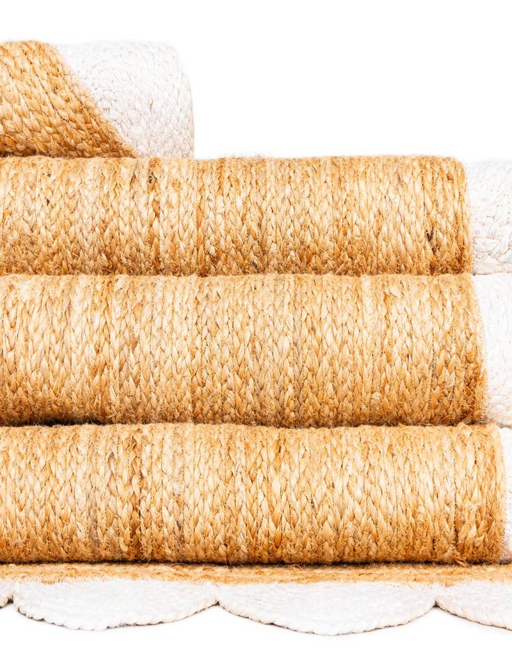 Detail image of  4' 1 x 4' 1  Hand Scallop Braided Jute Round Rug