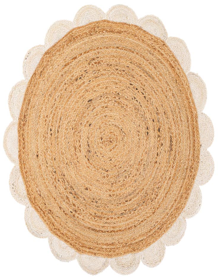 Detail image of  4' 1 x 4' 1  Hand Scallop Braided Jute Round Rug