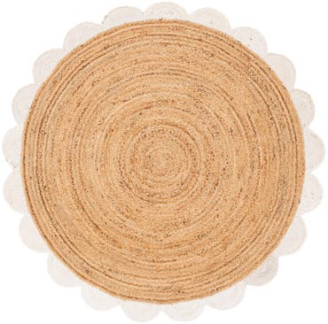  5' 1 x 5' 1  Hand Scallop Braided Jute Round Rug