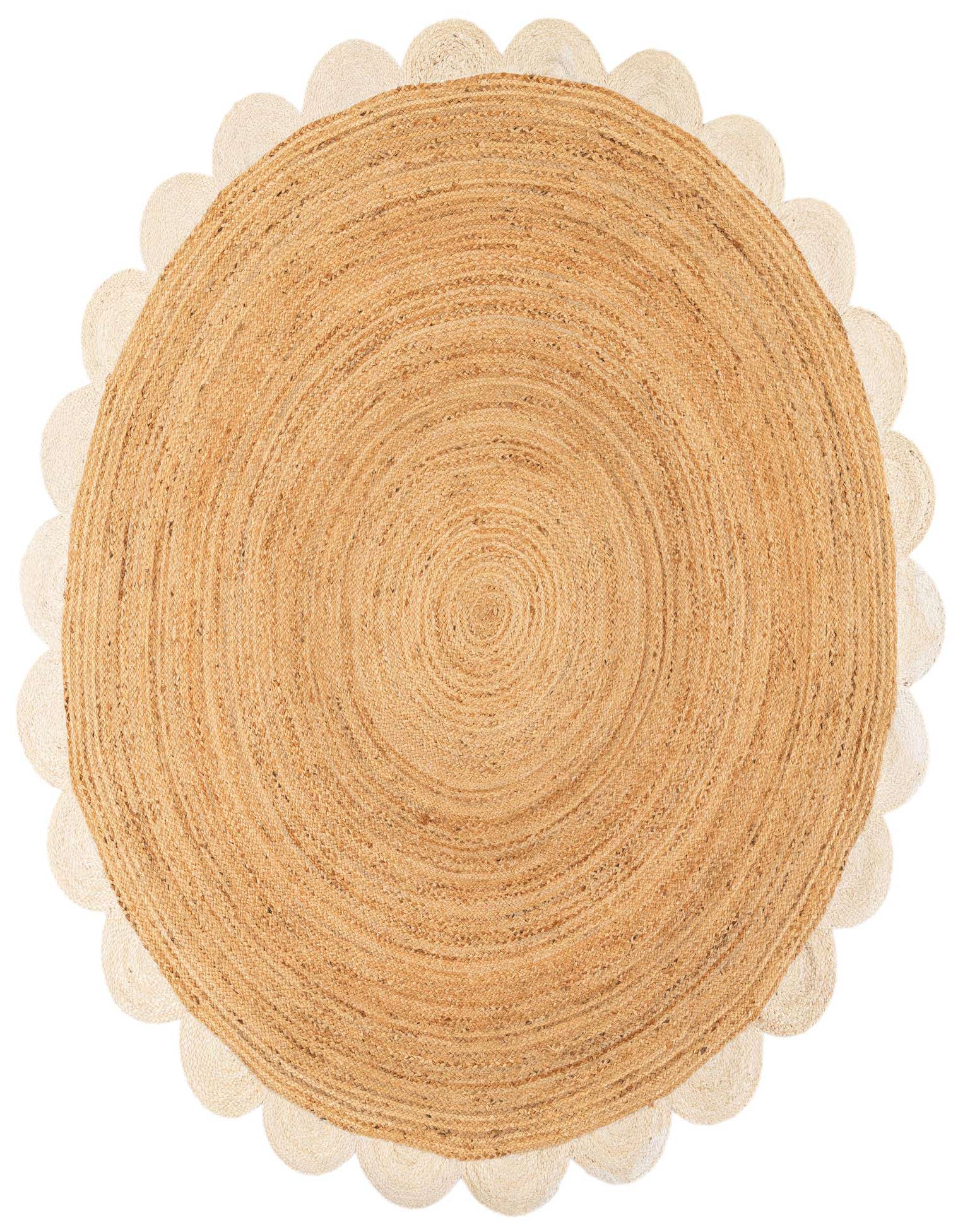 Primary image  8' x 8'  Hand Scallop Braided Jute Round Rug