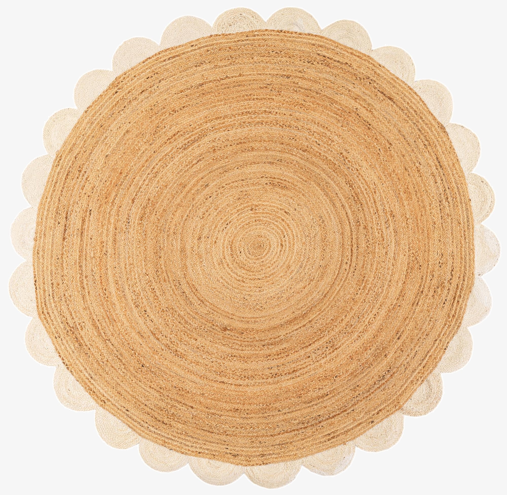  8' x 8'  Hand Scallop Braided Jute Round Rug
