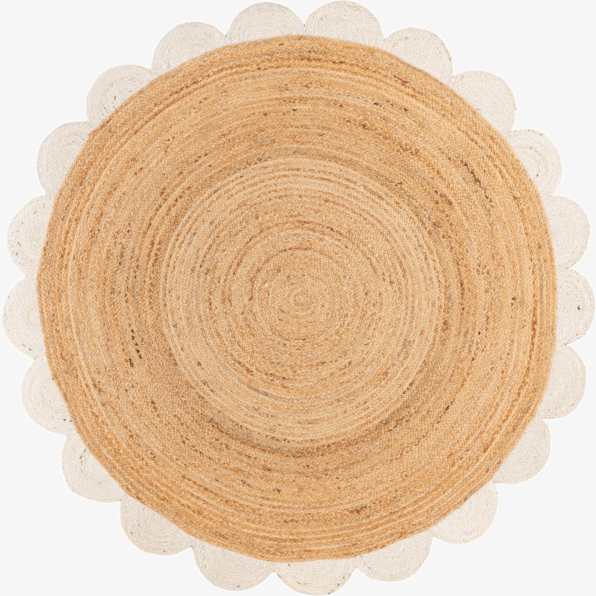  6' 1 x 6' 1  Hand Scallop Braided Jute Round Rug
