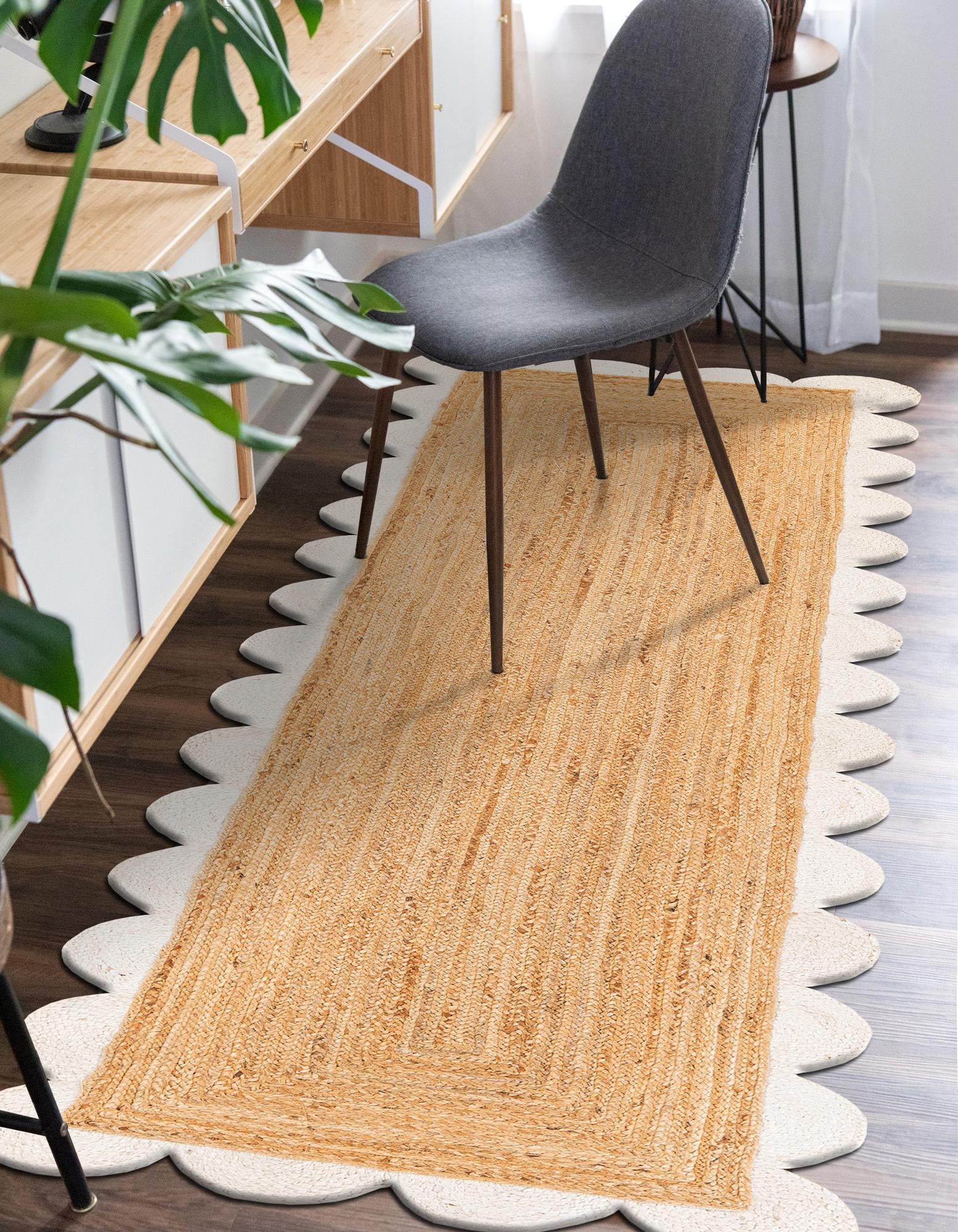 Primary image  2' x 6' 1  Hand Scallop Braided Jute Runner Rug