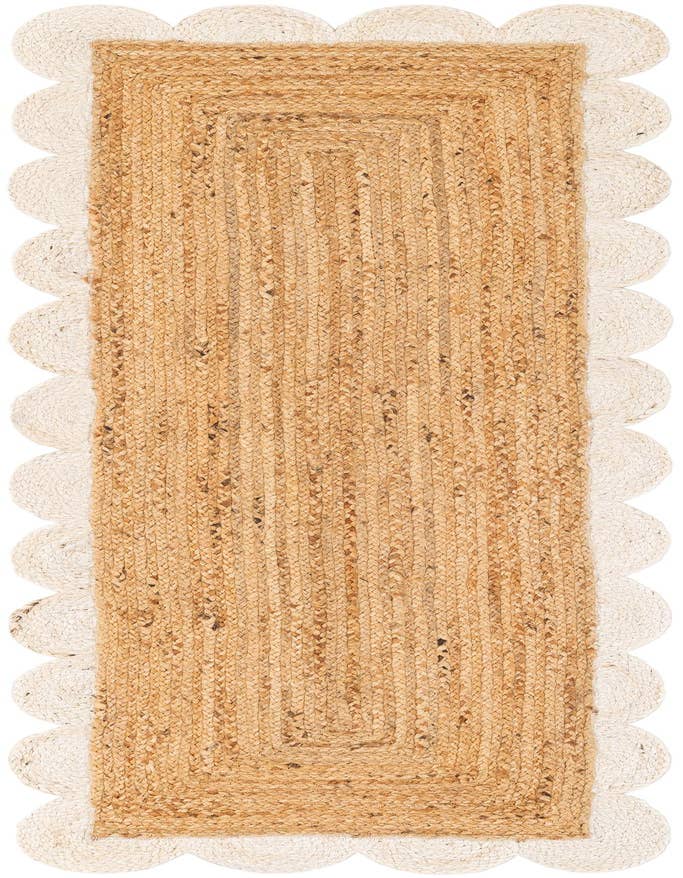 Detail image of 2' x 6' 1 Handmade Scallop Braided Jute Runner Rug