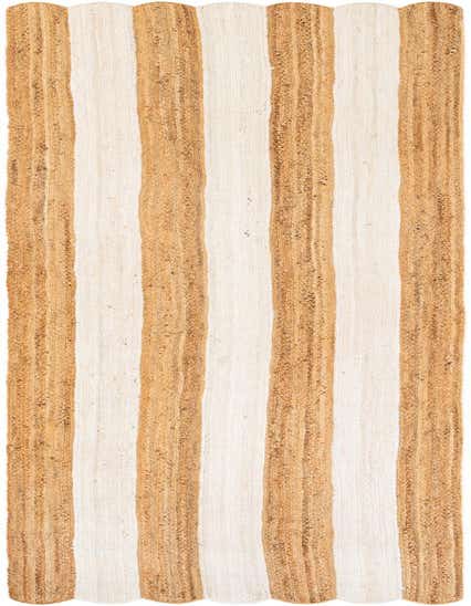 A 16 ft runner rug featuring alternating natural jute and ivory braided stripes, perfect for a hallway.