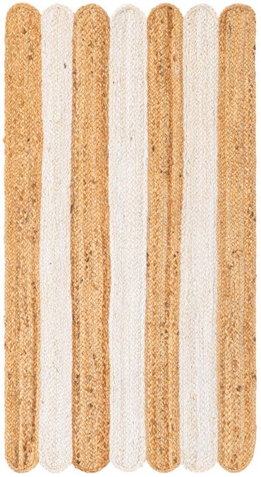  2' x 4' 1  Hand Scallop Braided Jute Runner Rug