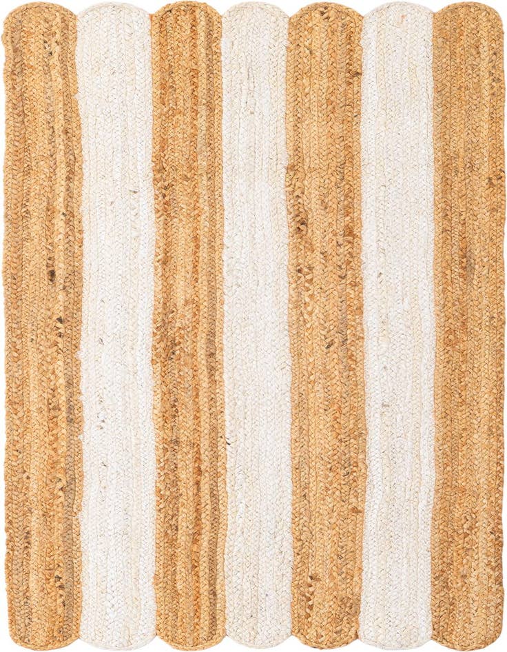 Detail image of  2' x 5' 1  Hand Scallop Braided Jute Runner Rug