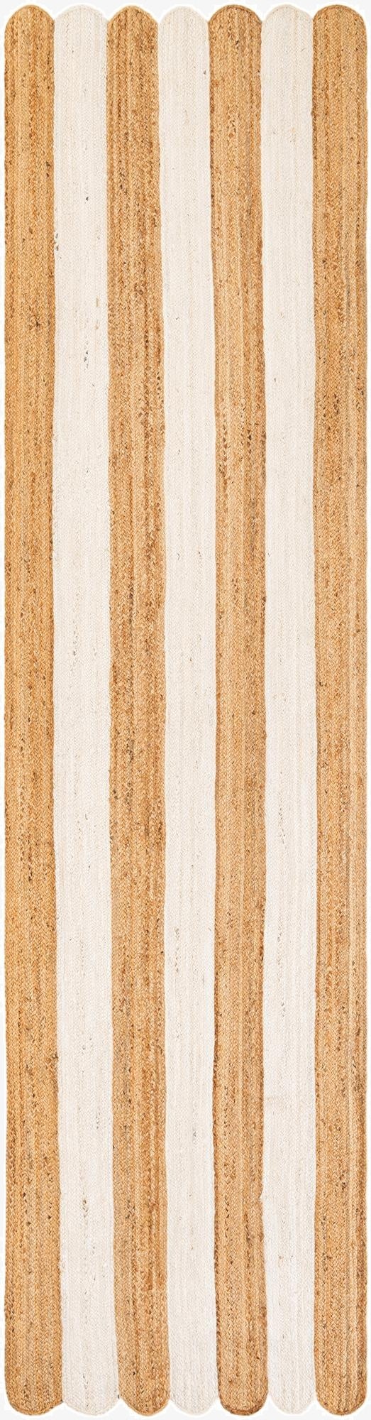  3' 3 x 14' 1  Hand Scallop Braided Jute Runner Rug