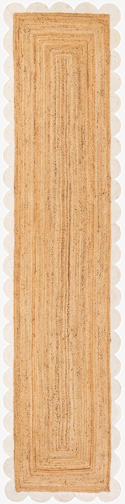  3' 3 x 14' 1  Hand Scallop Braided Jute Runner Rug