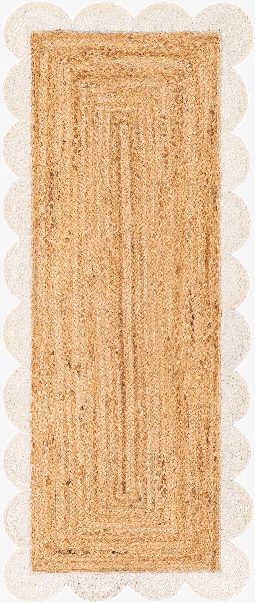  2' x 5' 1  Hand Scallop Braided Jute Runner Rug