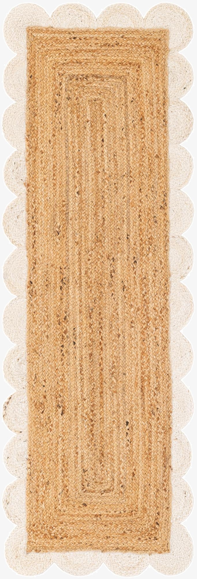  2' x 6' 1  Hand Scallop Braided Jute Runner Rug