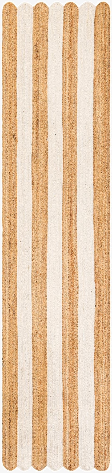  2' 7 x 12'  Hand Scallop Braided Jute Runner Rug