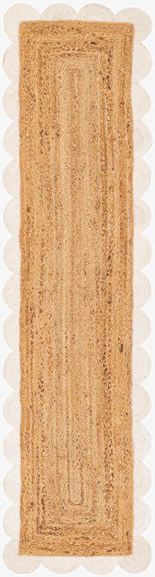  2' x 8'  Hand Scallop Braided Jute Runner Rug