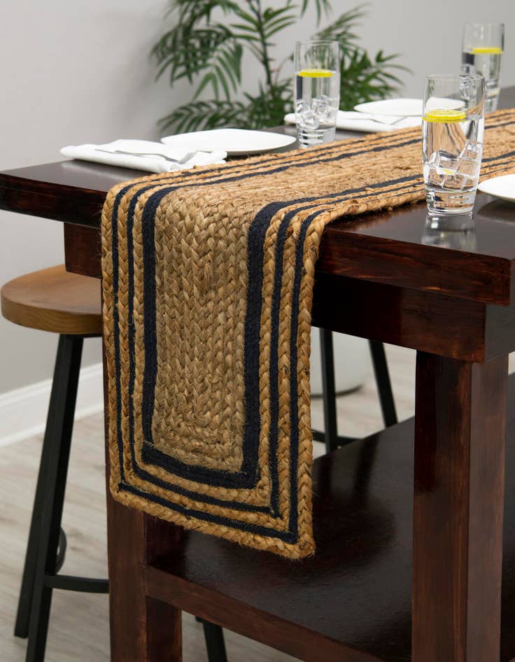 Detail image of  1' 2 x 10'  Hand Braided Jute Table Runner Rug