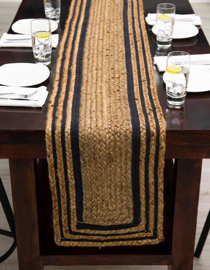 Detail image of  1' 2 x 6' 1  Hand Braided Jute Table Runner Rug
