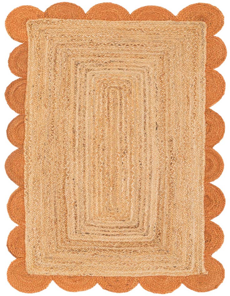Detail image of  3' 1 x 5' 1  Hand Scallop Braided Jute Rug