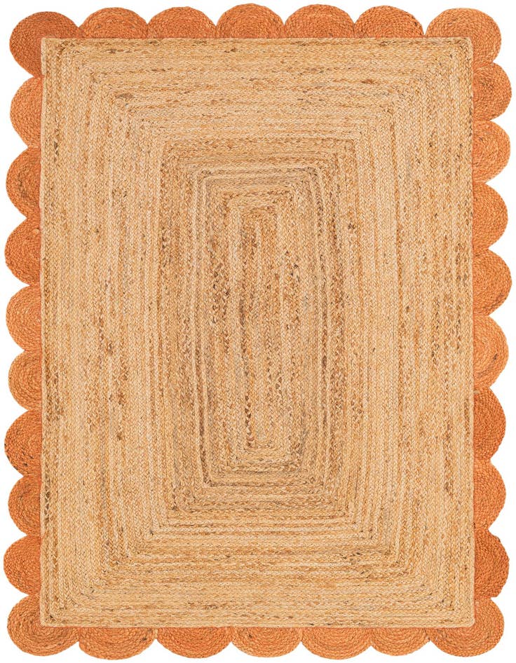 Detail image of  4' 1 x 6' 1  Hand Scallop Braided Jute Rug