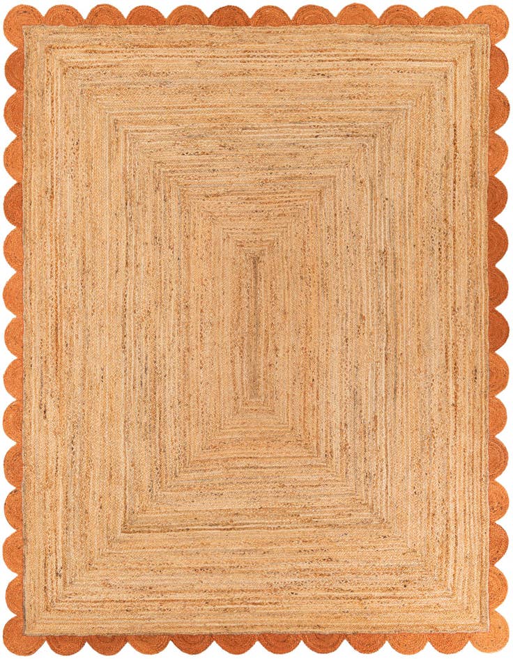 Detail image of  8' x 10'  Hand Scallop Braided Jute Rug