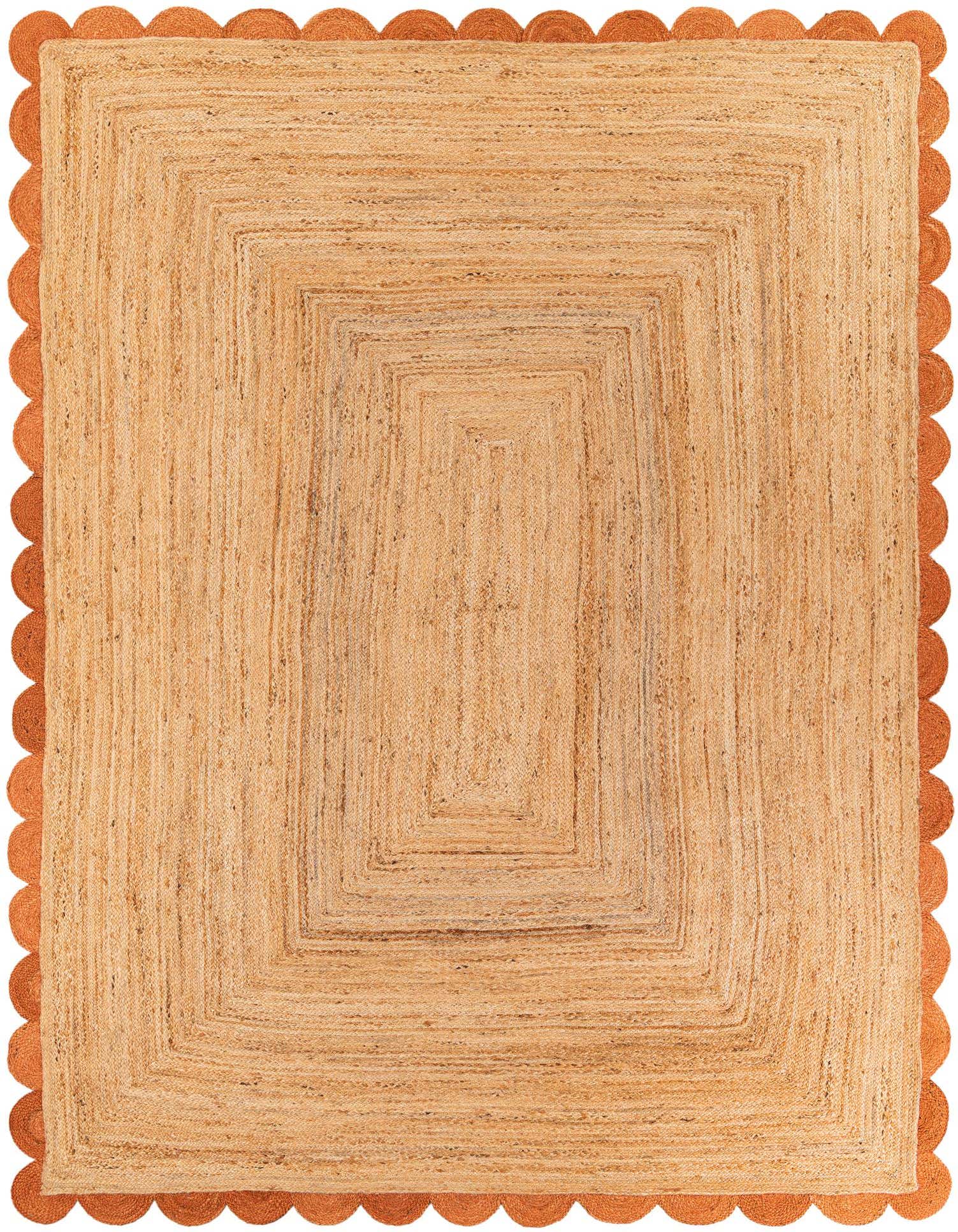 Primary image  9' x 12'  Hand Scallop Braided Jute Rug