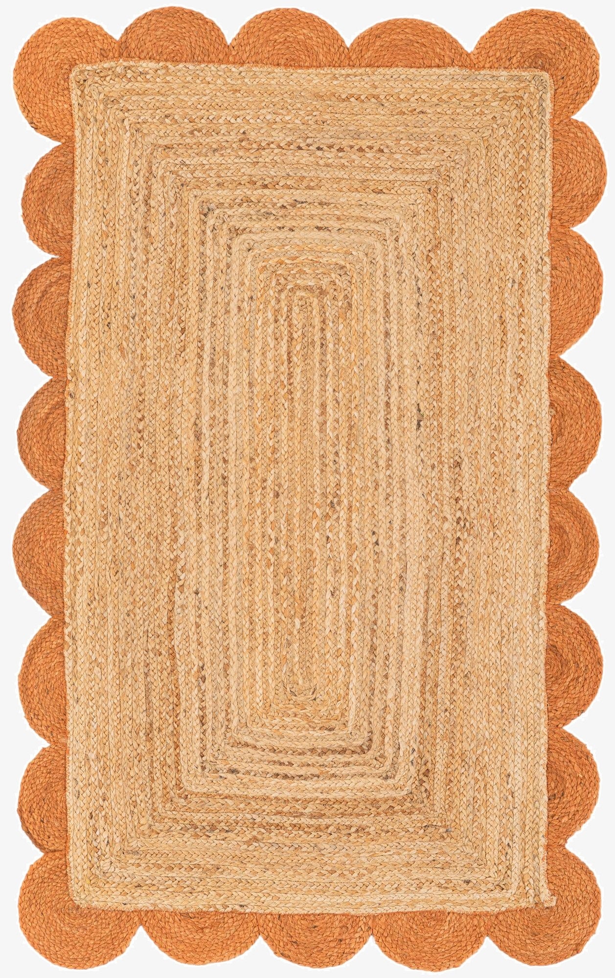  3' 1 x 5' 1  Hand Scallop Braided Jute Rug