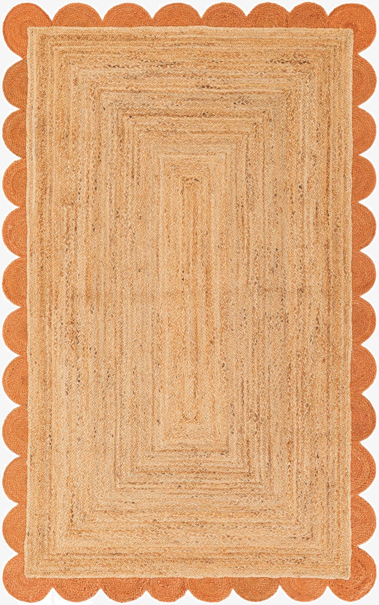  5' 1 x 8'  Hand Scallop Braided Jute Rug