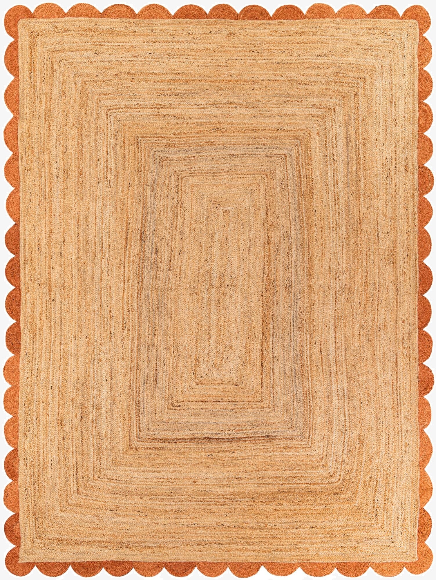 Primary image  9' x 12'  Hand Scallop Braided Jute Rug