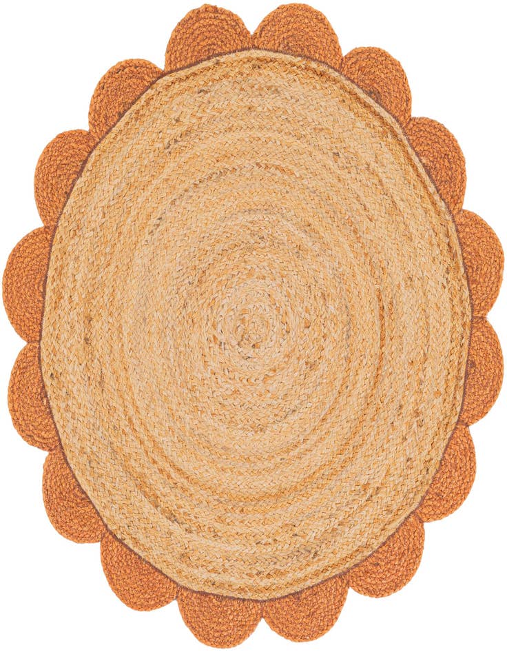 Detail image of  3' 1 x 3' 1  Hand Scallop Braided Jute Round Rug