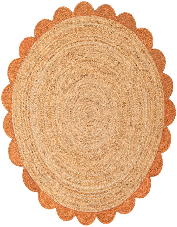 Detail image of  5' 1 x 5' 1  Hand Scallop Braided Jute Round Rug