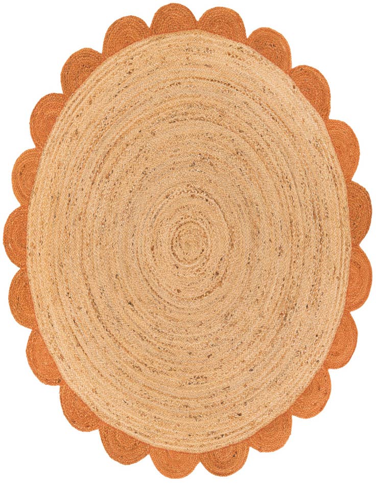 Detail image of  6' 1 x 6' 1  Hand Scallop Braided Jute Round Rug