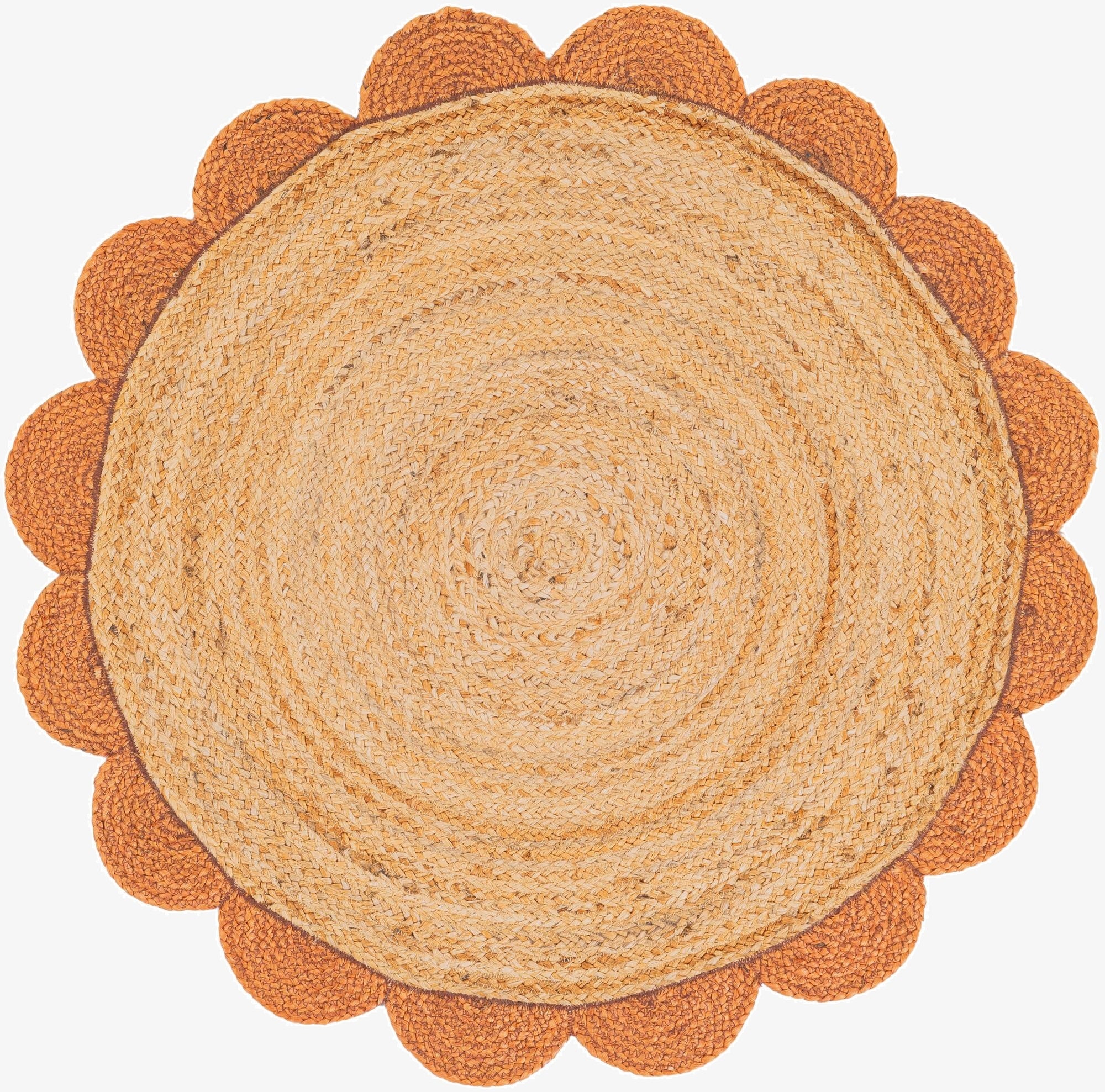  3' 1 x 3' 1  Hand Scallop Braided Jute Round Rug