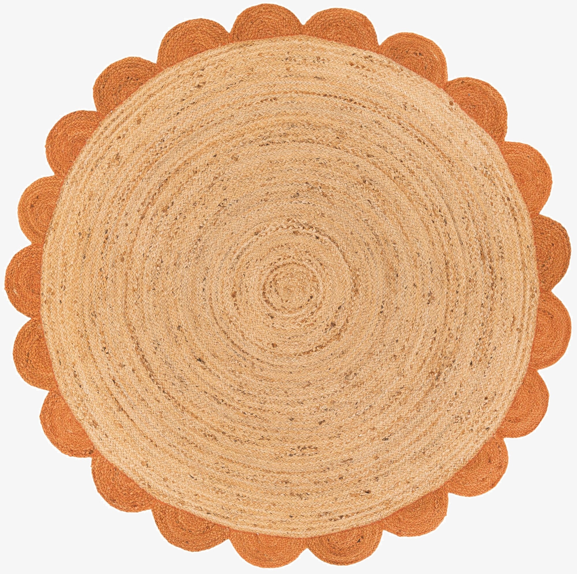  6' 1 x 6' 1  Hand Scallop Braided Jute Round Rug