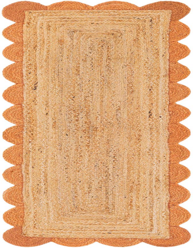 Detail image of 2' x 6' 1 Handmade Scallop Braided Jute Runner Rug