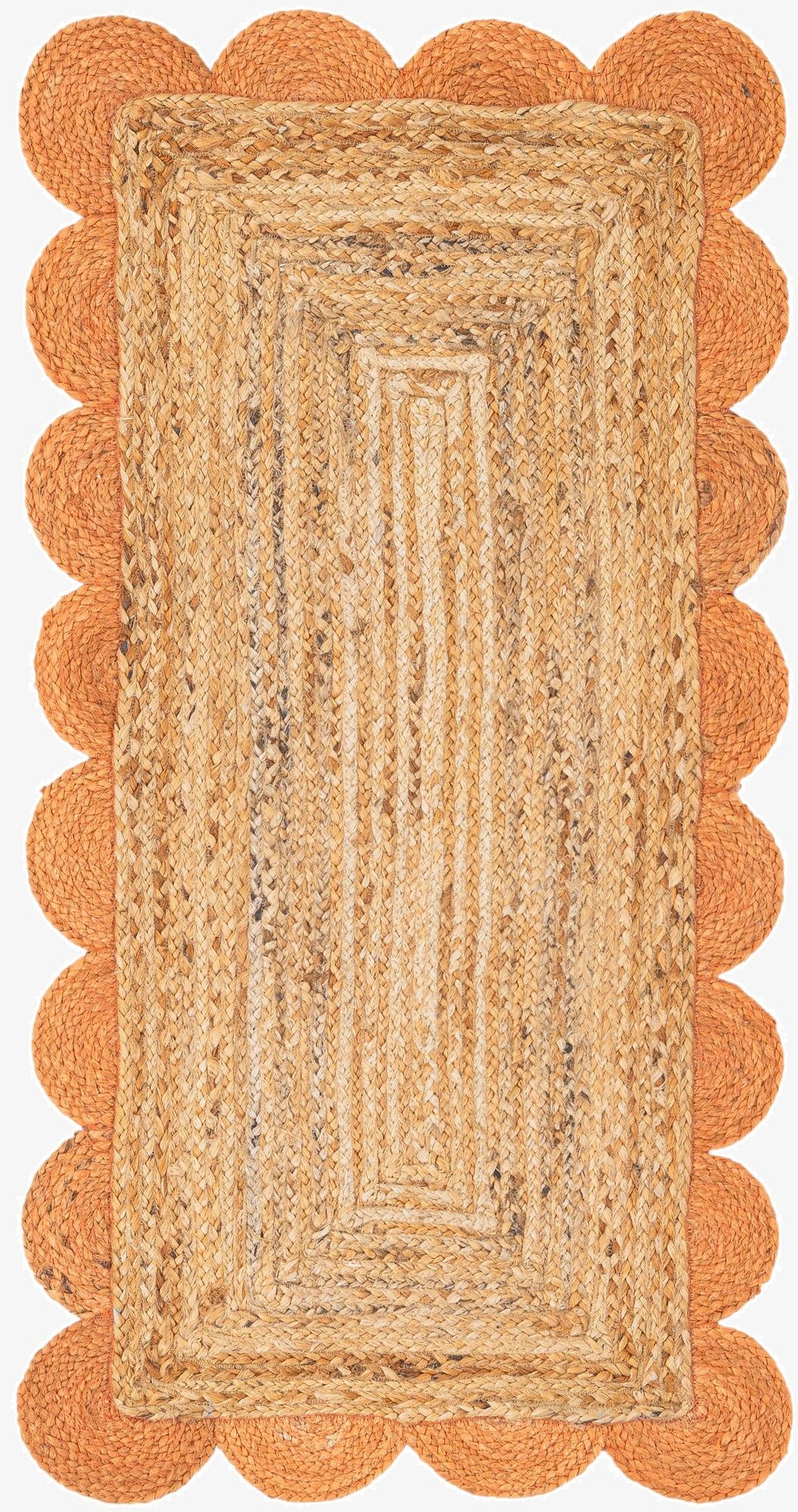  2' x 4' 1  Hand Scallop Braided Jute Runner Rug