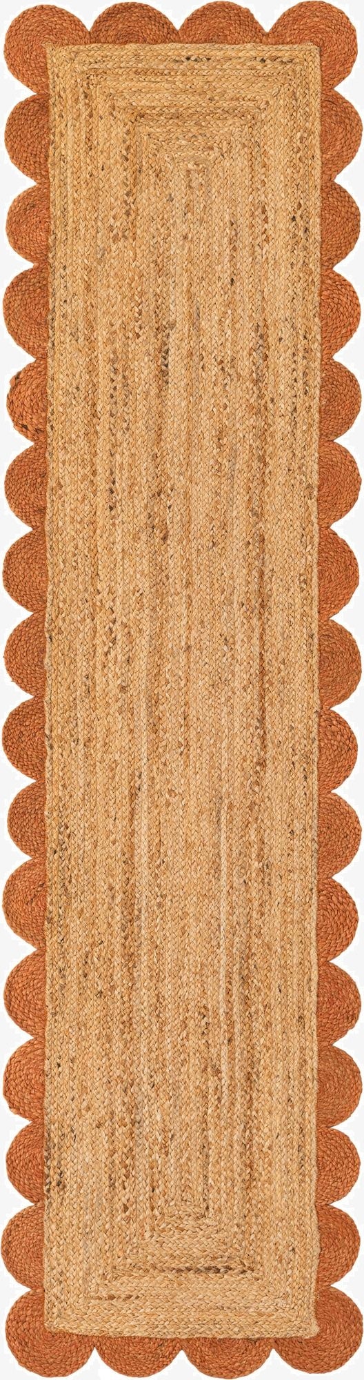  2' x 8'  Hand Scallop Braided Jute Runner Rug