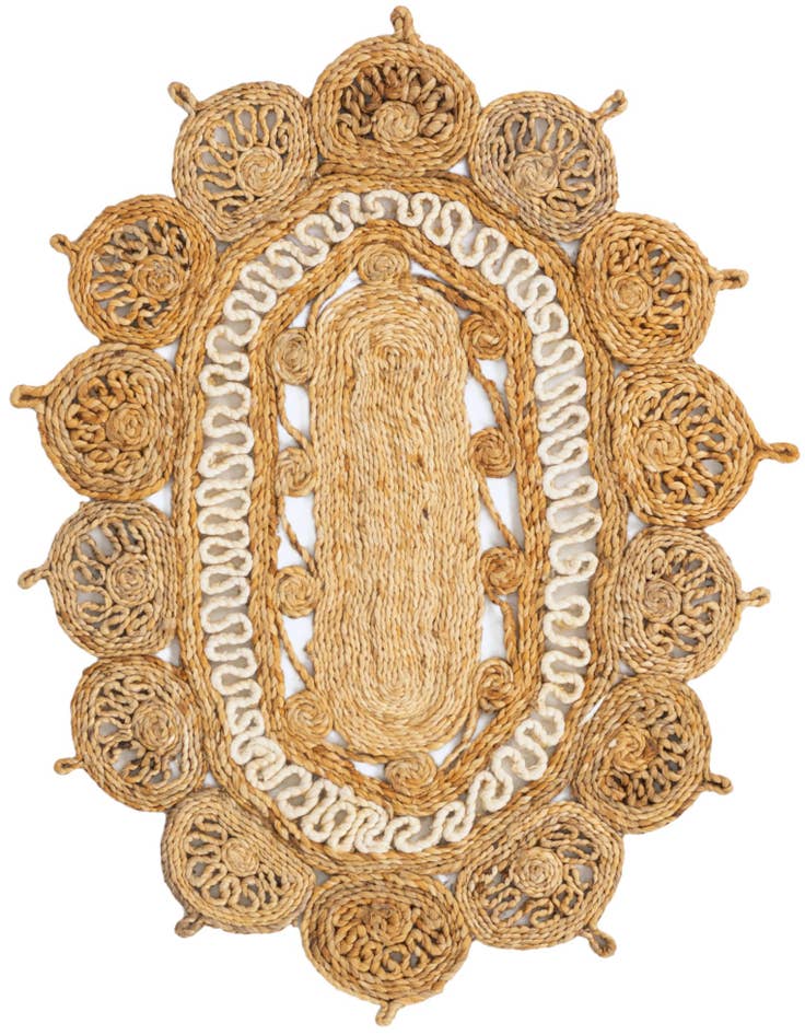 Detail image of  2' x 3' 1  Hand Braided Jute Oval Rug