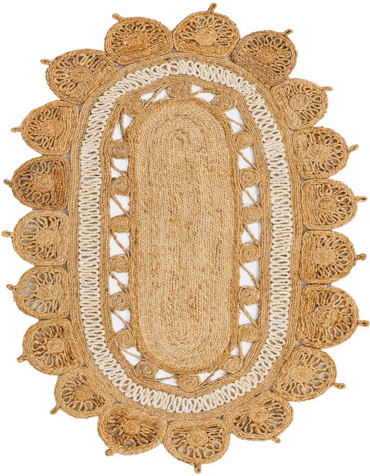 Detail image of  3' 1 x 5' 1  Hand Braided Jute Oval Rug