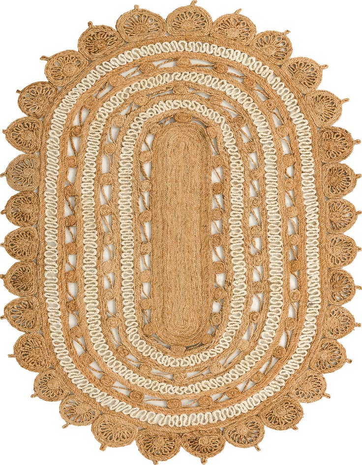 Detail image of  5' 1 x 8'  Hand Braided Jute Oval Rug
