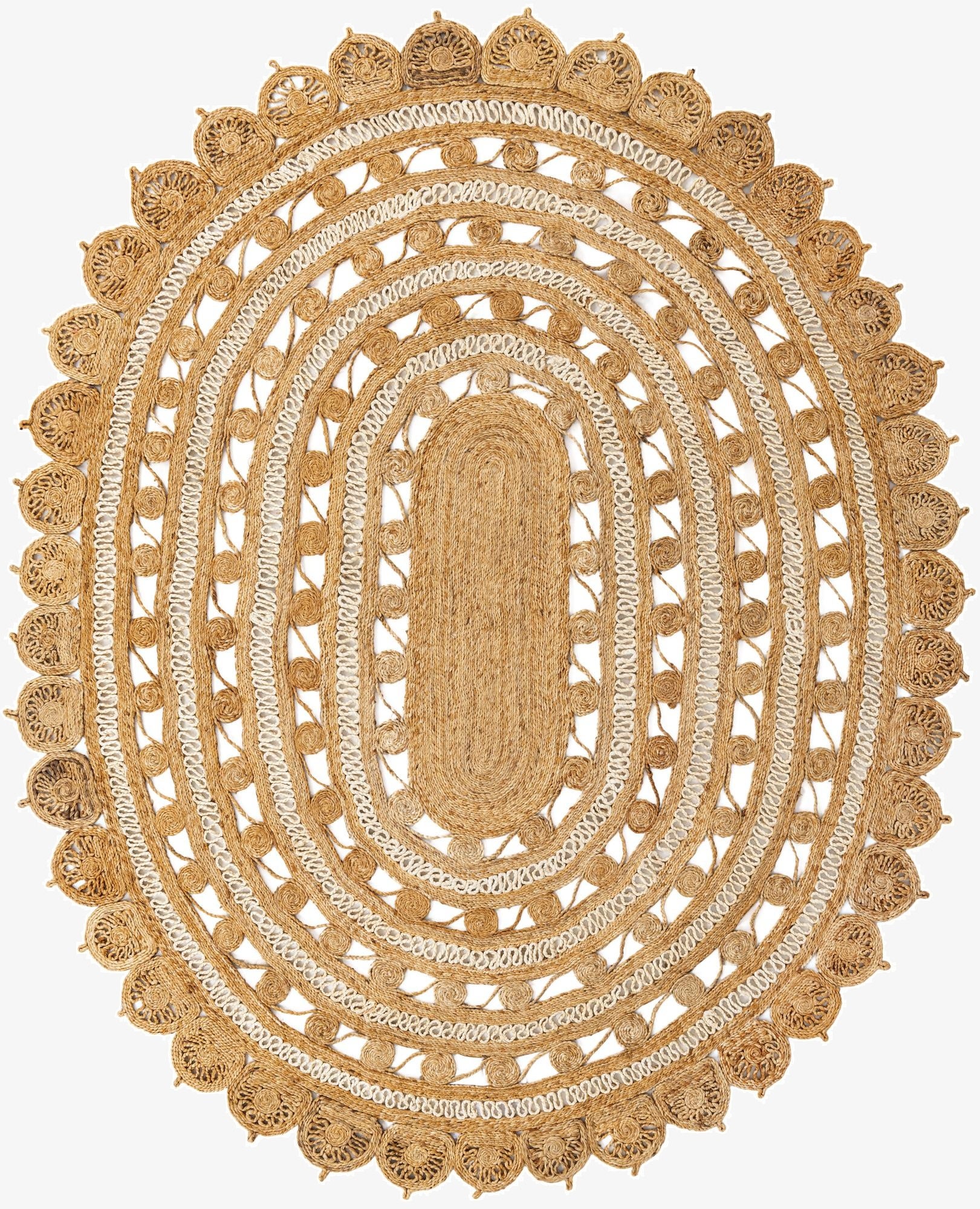  7' 10 x 10'  Hand Braided Jute Oval Rug