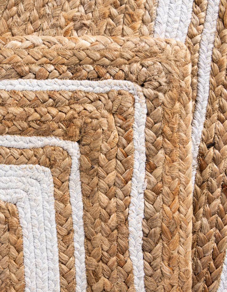 Detail image of  Custom Natural and White  Hand Braided Jute Rug