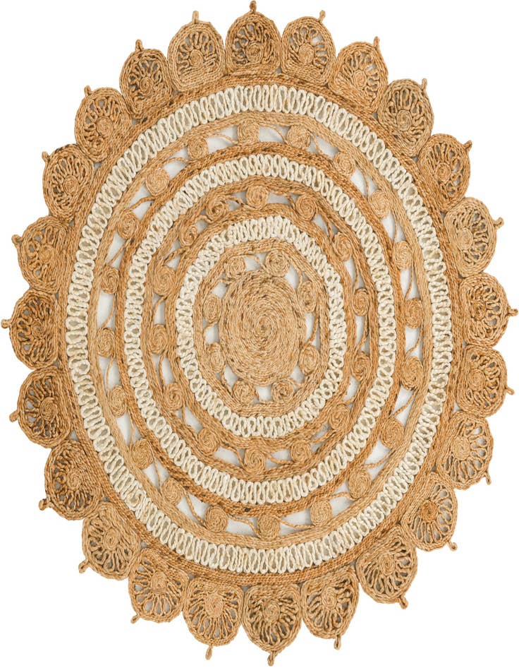 Detail image of  5' 1 x 5' 1  Hand Braided Jute Round Rug