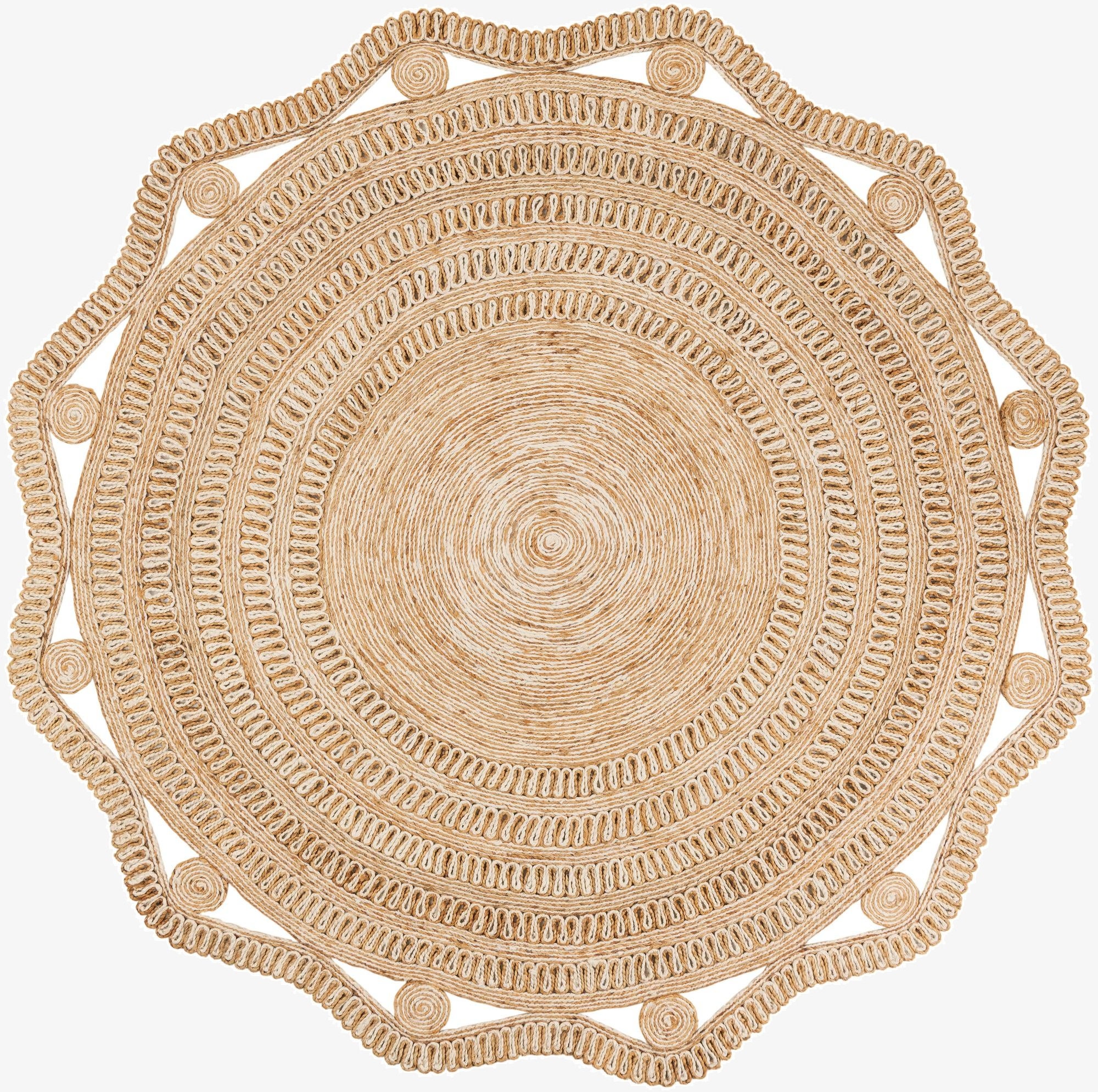  7' 10 x 7' 10  Hand Braided Jute Round Rug
