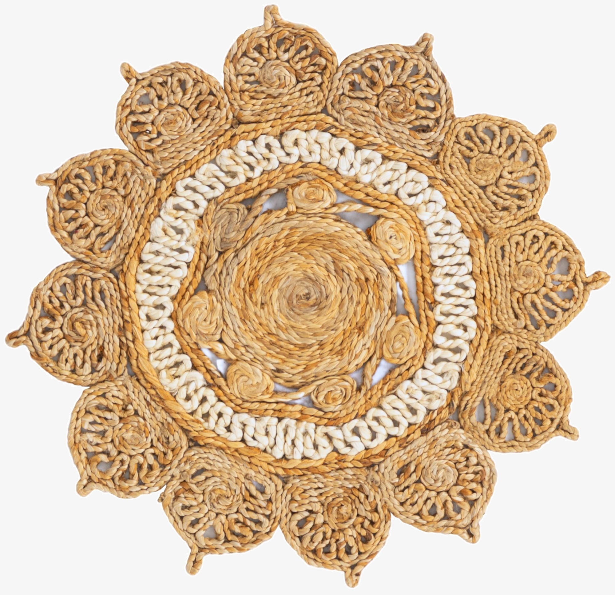  2' x 2'  Hand Braided Jute Round Rug