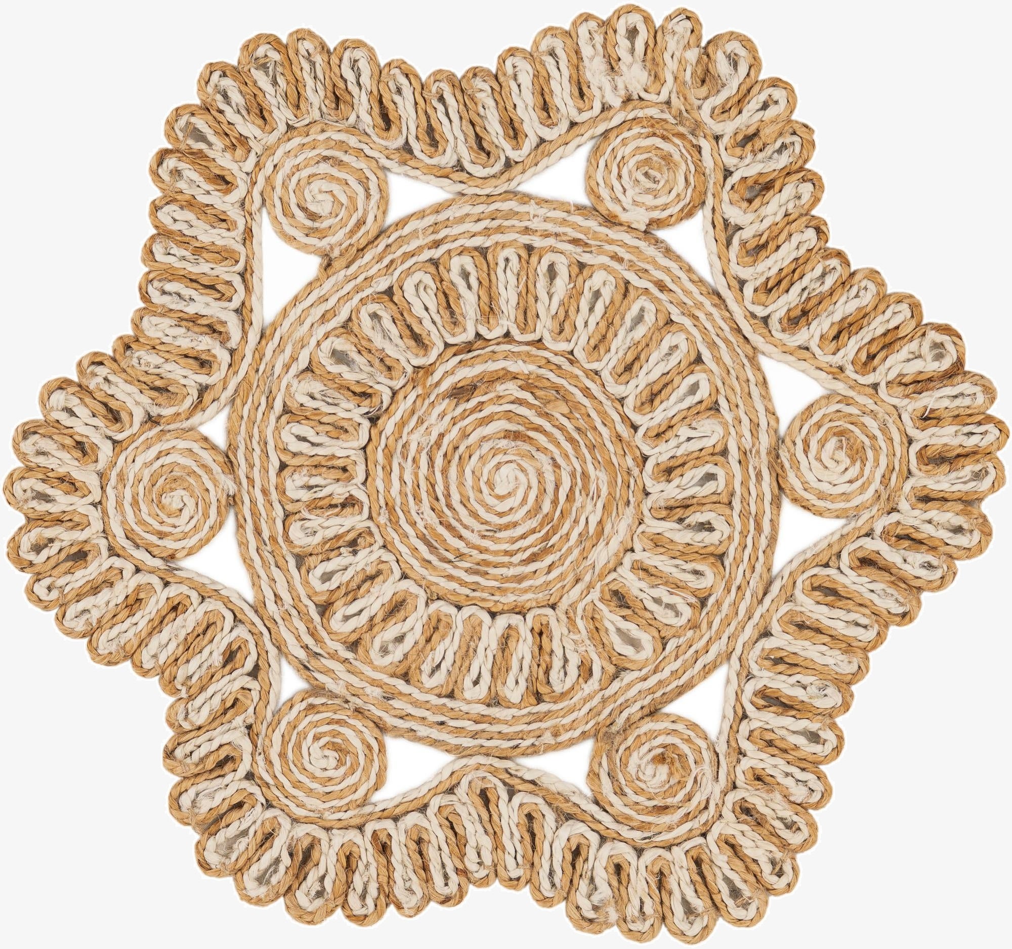  2' x 2'  Hand Braided Jute Round Rug