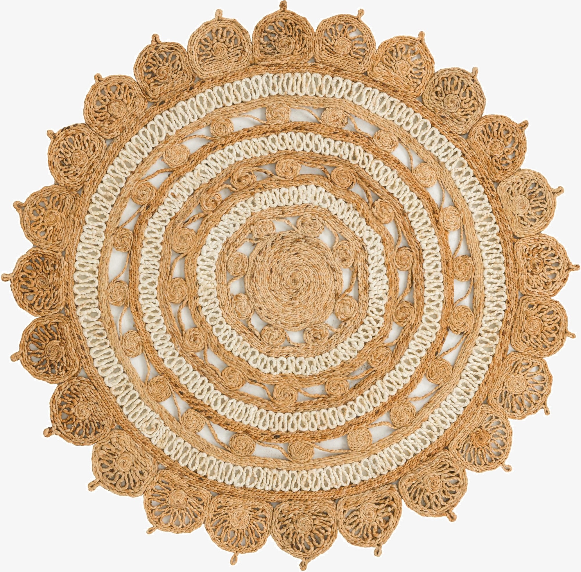  5' 1 x 5' 1  Hand Braided Jute Round Rug