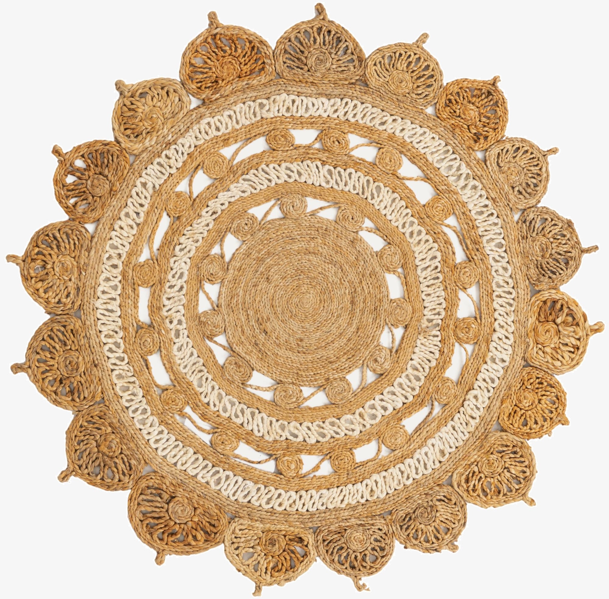 4' 1 x 4' 1  Hand Braided Jute Round Rug